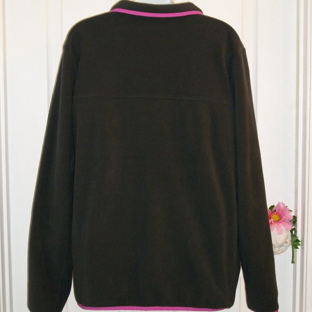 SOLD! COLUMBIA XL Gray Fleece Zip Jacket Pink Trim - Picture 4 of 6